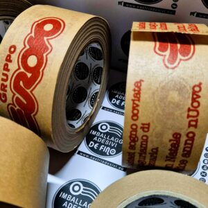 RISTAMPA NASTRI ADESIVI PERSONALIZZATI IN CARTA KRAFT 1 COLORE 24 pz 50mmX50mt